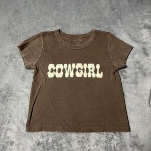 John Galt Brown T Shirt Women‎ OS Cowgirl Graphic Cottagecore Country Summer
